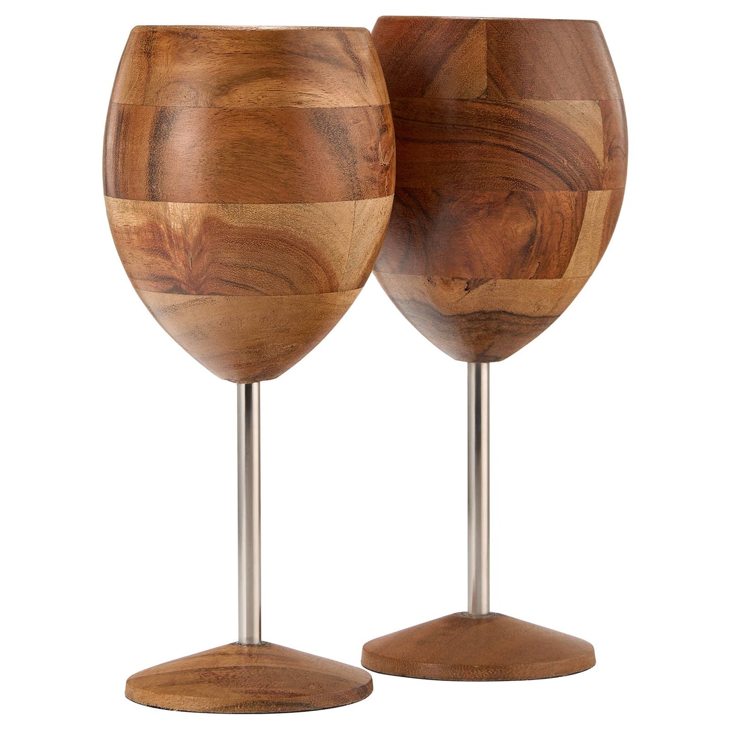 Dark Acacia Wooden Wine Glasses