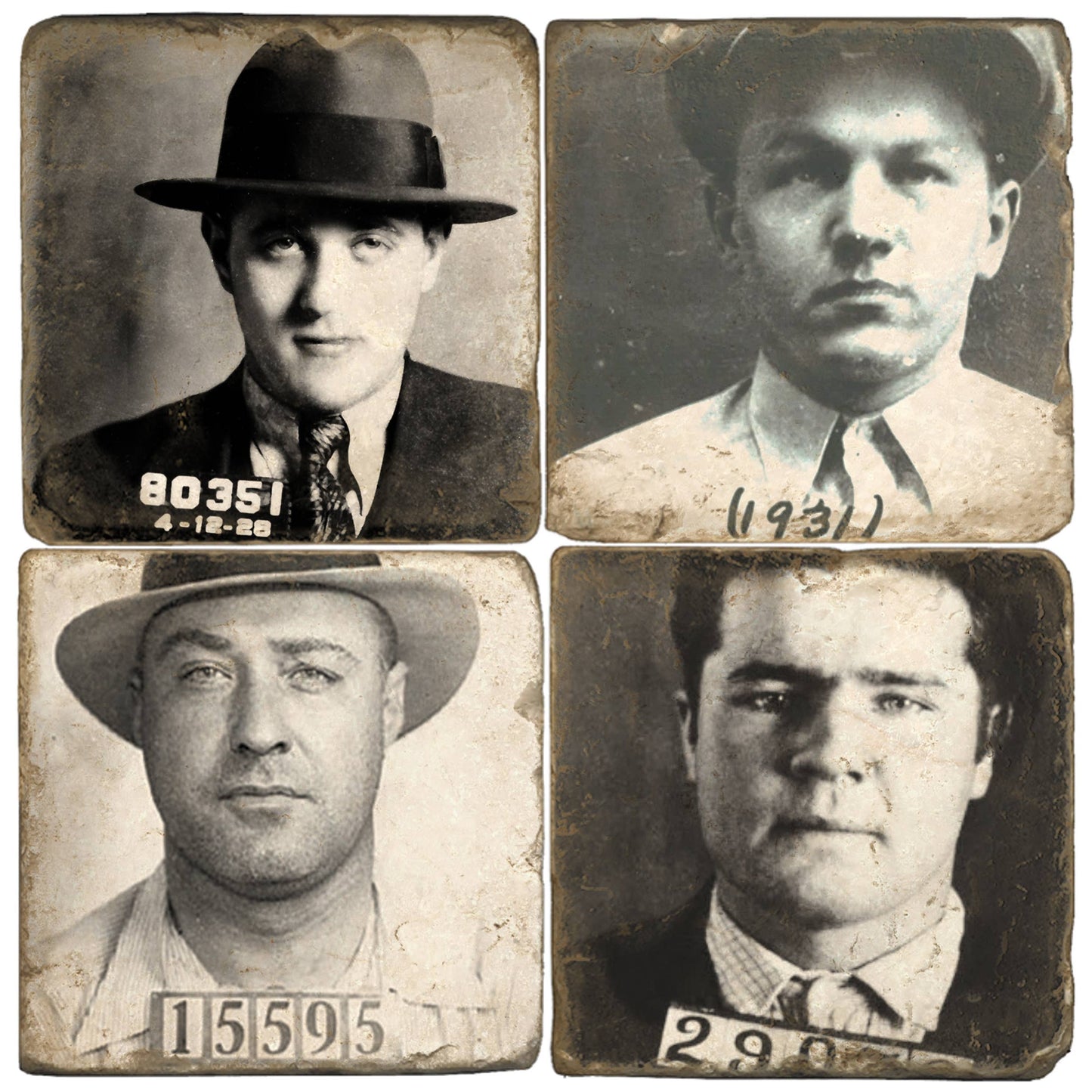 Mugshot V - Tumbled Marble Coasters Set/4