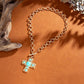 HAMMERED CROSS FRONT TOGGLE NECKLACE GOLD