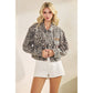 Leopard Denim Jacket with Floral Sequin Back Contrast