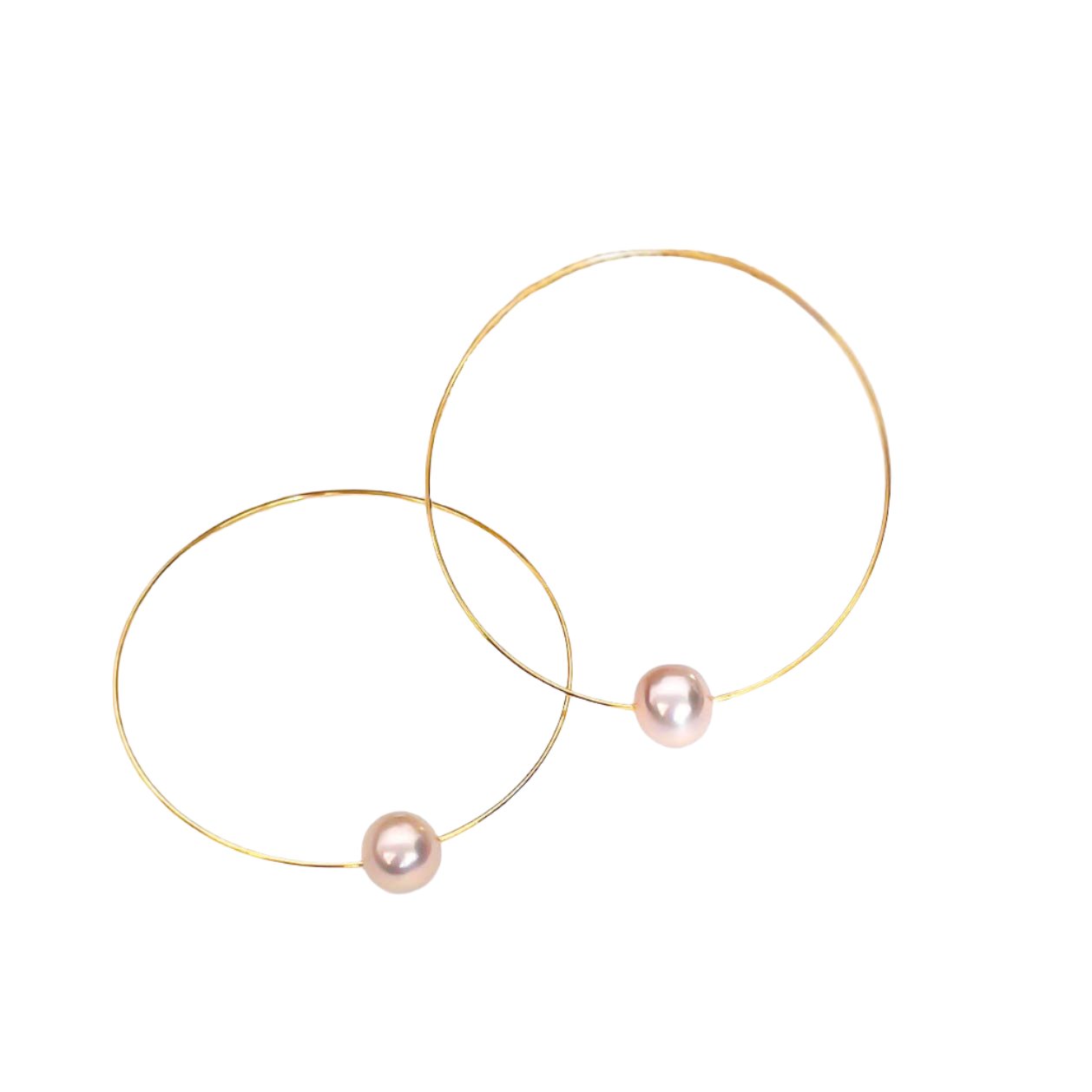 Gold Hula Hoop Earrings: Pink