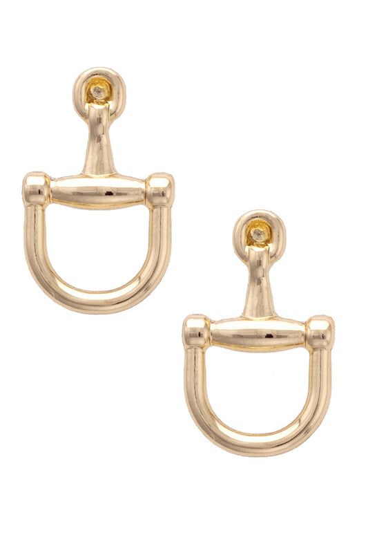 Cinnamon Horsebit Earrings in Shiny Gold