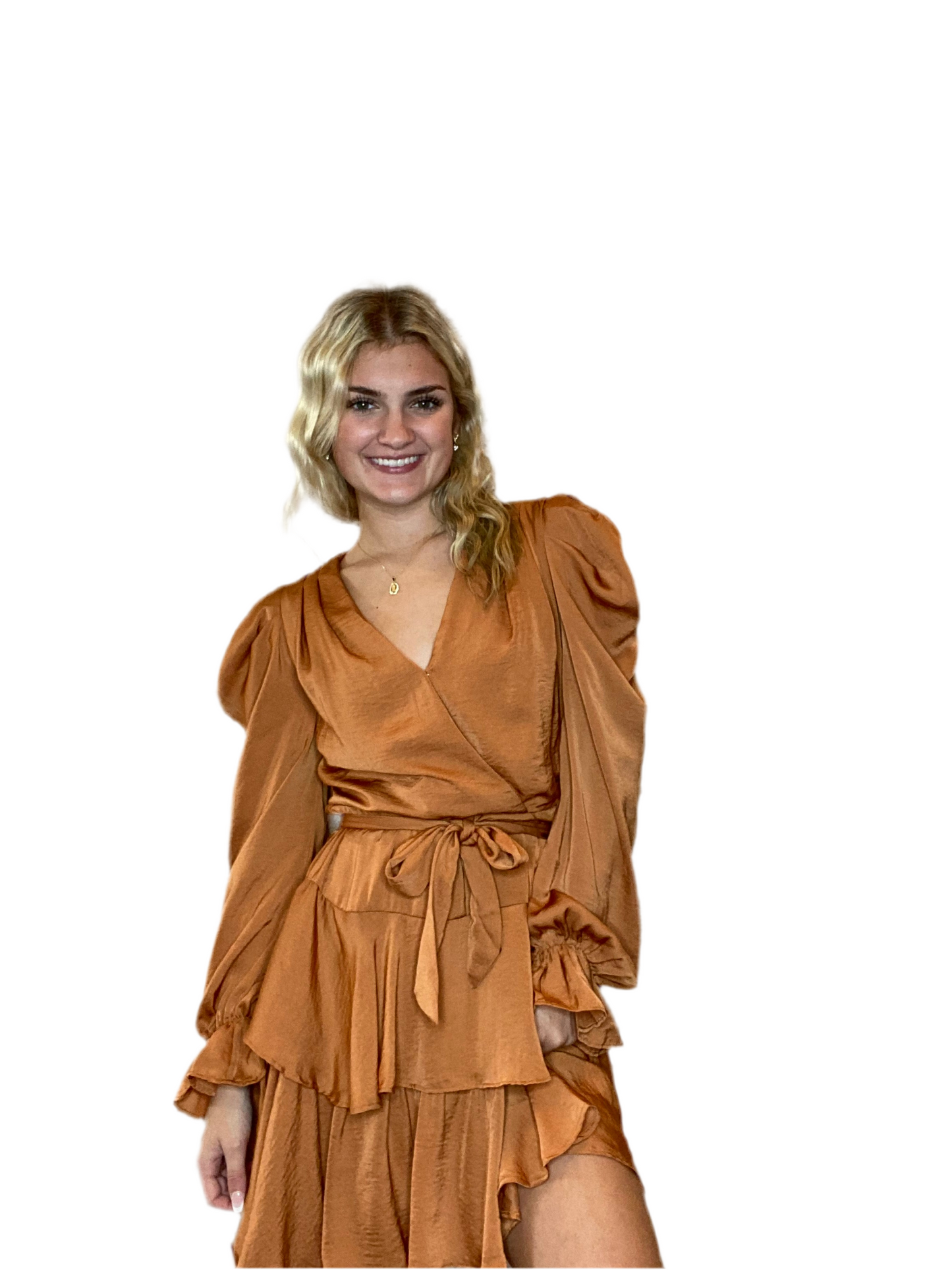 Camel Ruffled Dress