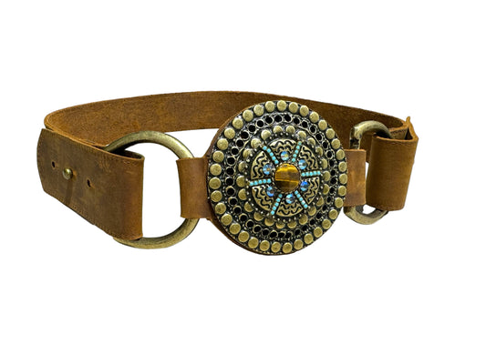 Leather & Gemstone Belt