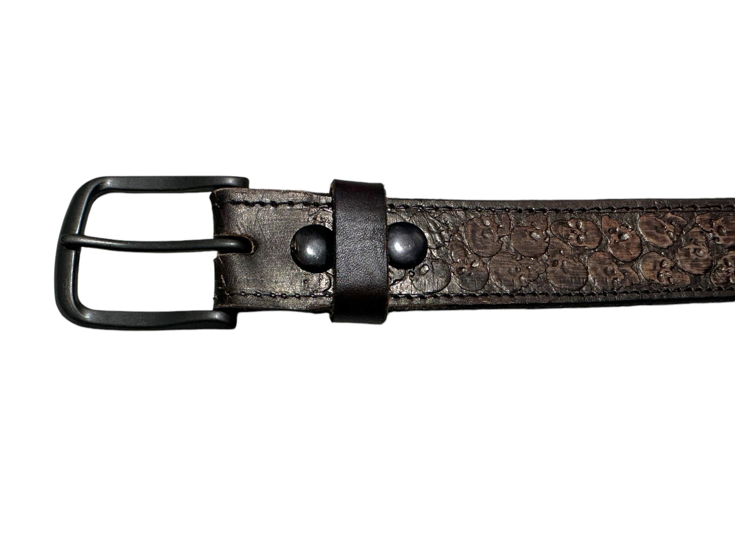 Brown Leather Multiple Skull Belt