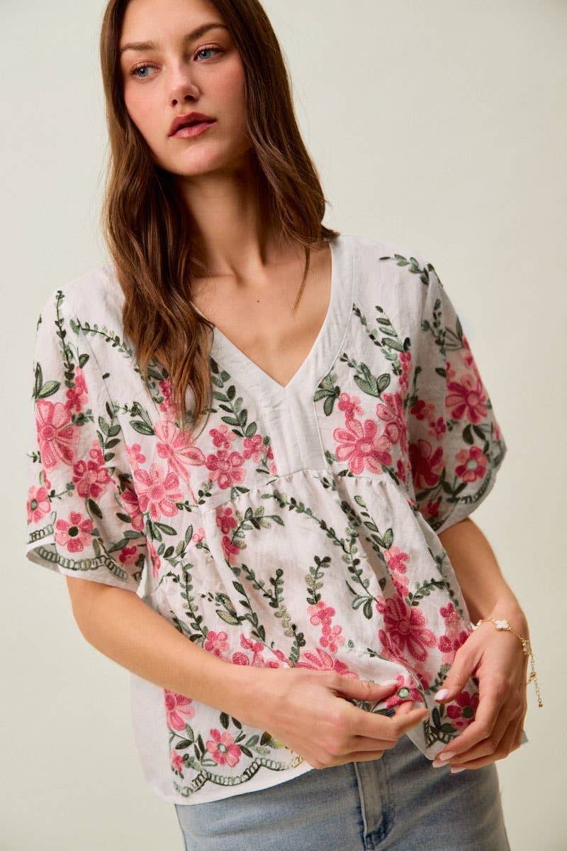 Embroidered Floral Blouse