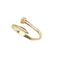 925 Silver Adjustable Spiral CZ Nail Ring: Gold