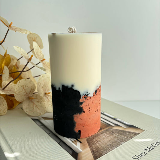Pillar Candles Black & Sahara Sunset Morr Cash