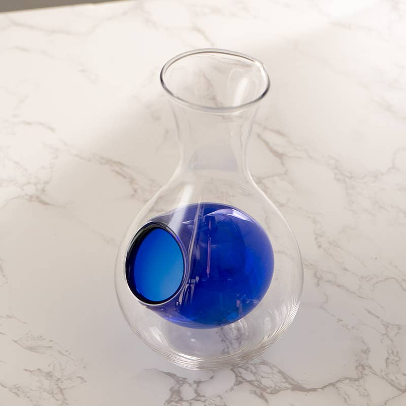 Blue Glass Sake Decanter Bottle with Ice Pocket (12 oz)