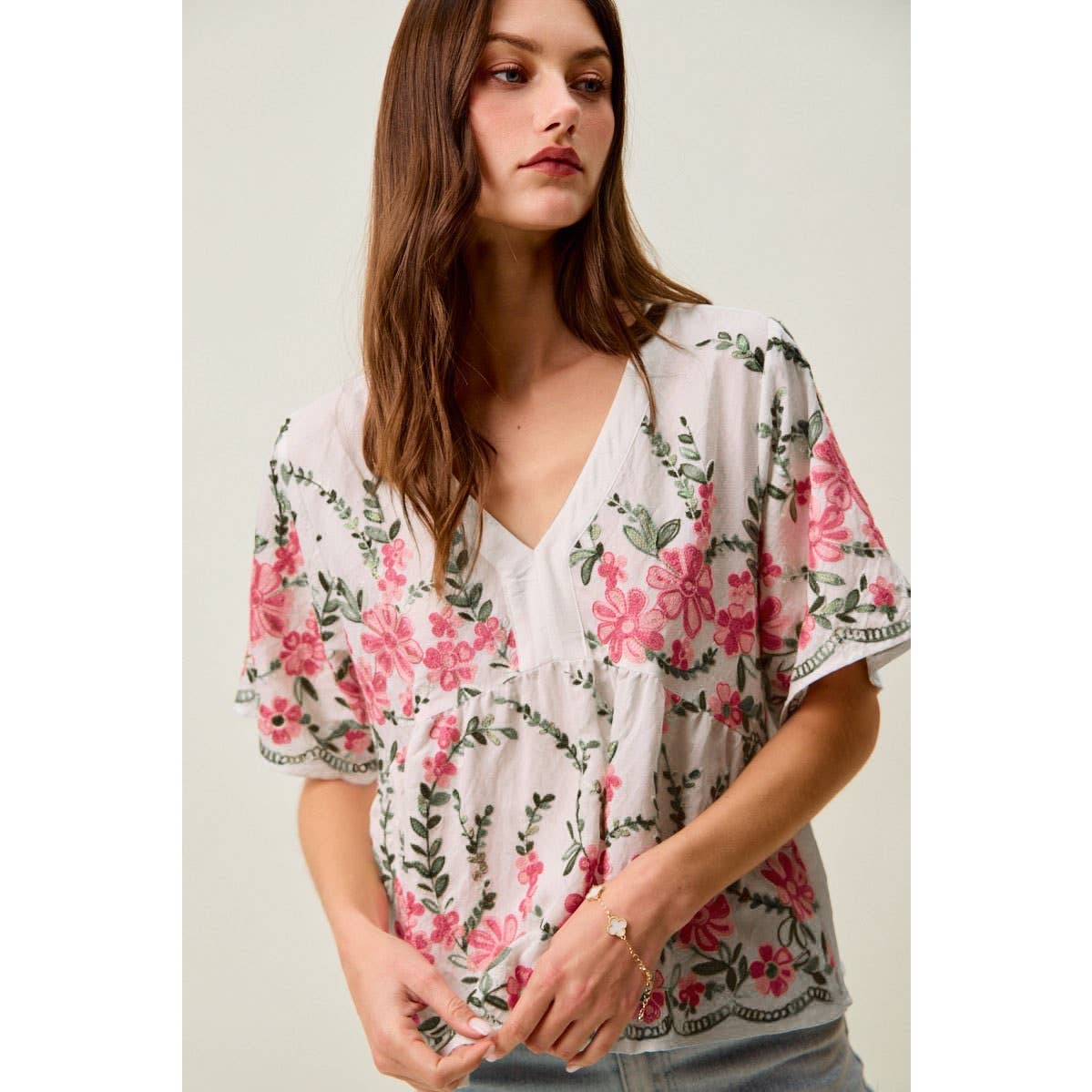 Embroidered Floral Blouse