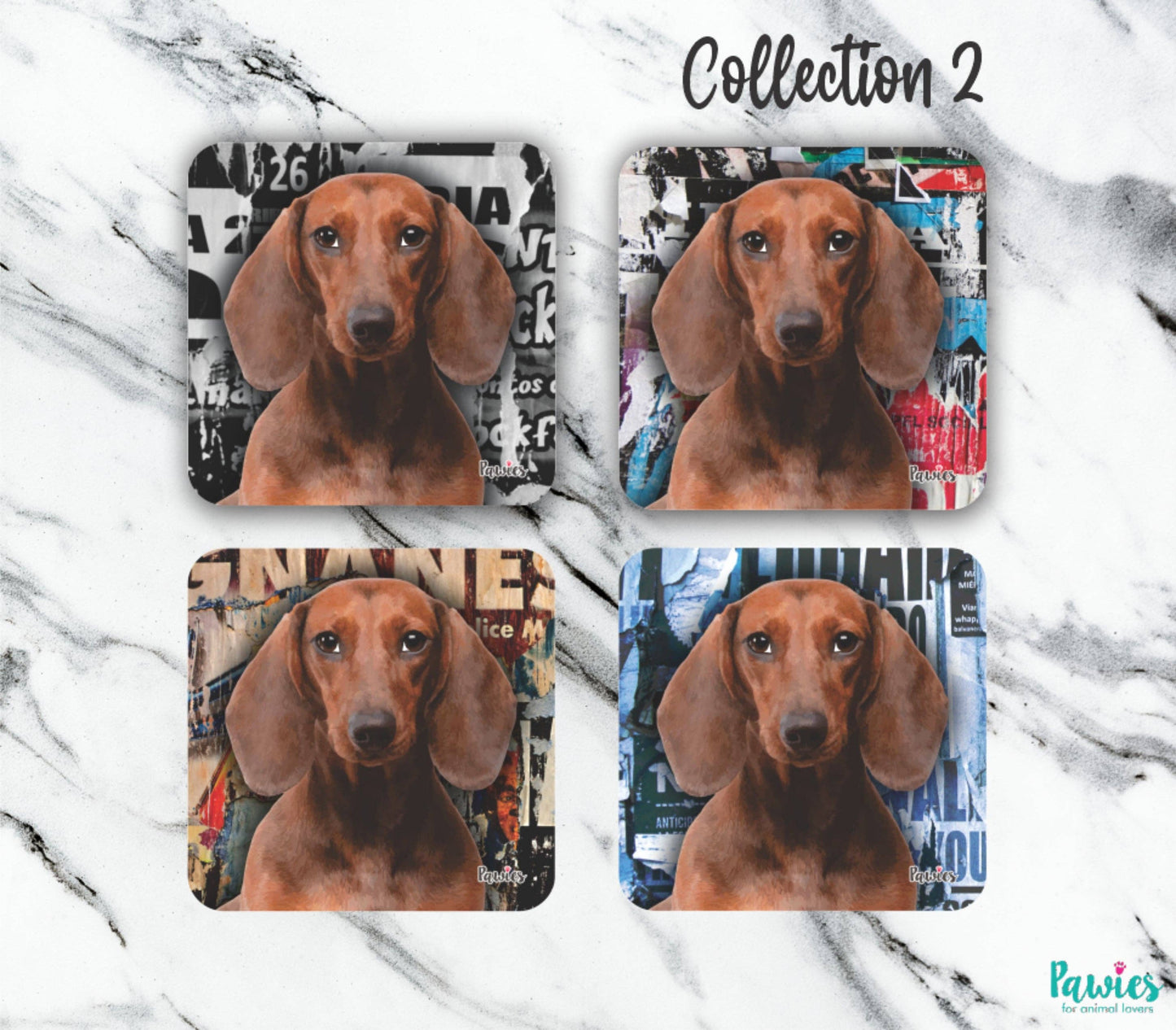 Dachshund Red Short Hair Set of 4 coasters