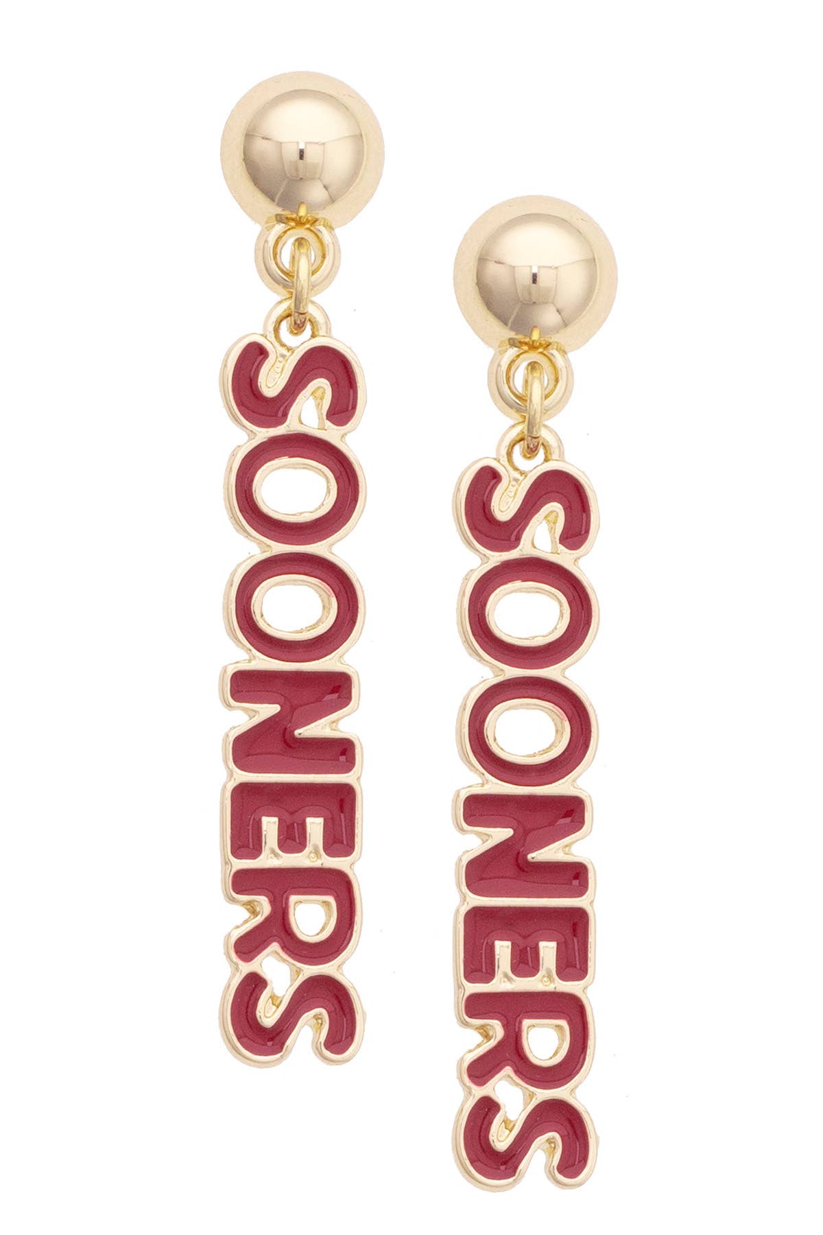 Oklahoma Sooners Puffy Nameplate Earrings
