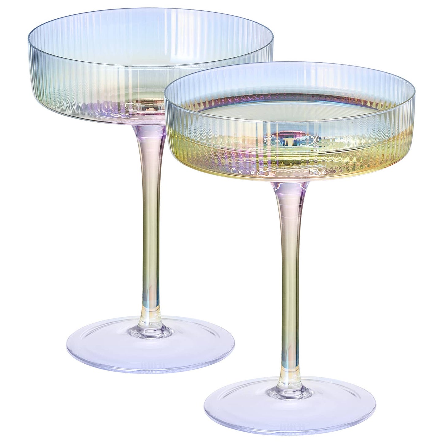 Khen Iridescent Ribbed Coupe|Set of 2