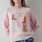Western Embroidered Cowboy Boot Sweater