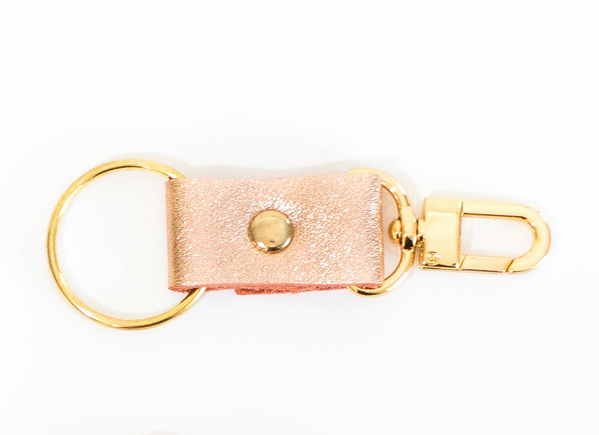 Key Chain In Leather, Hair on Hide: Brown/White