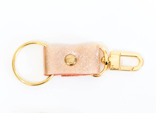 Key Chain In Leather, Hair on Hide: Rose Gold