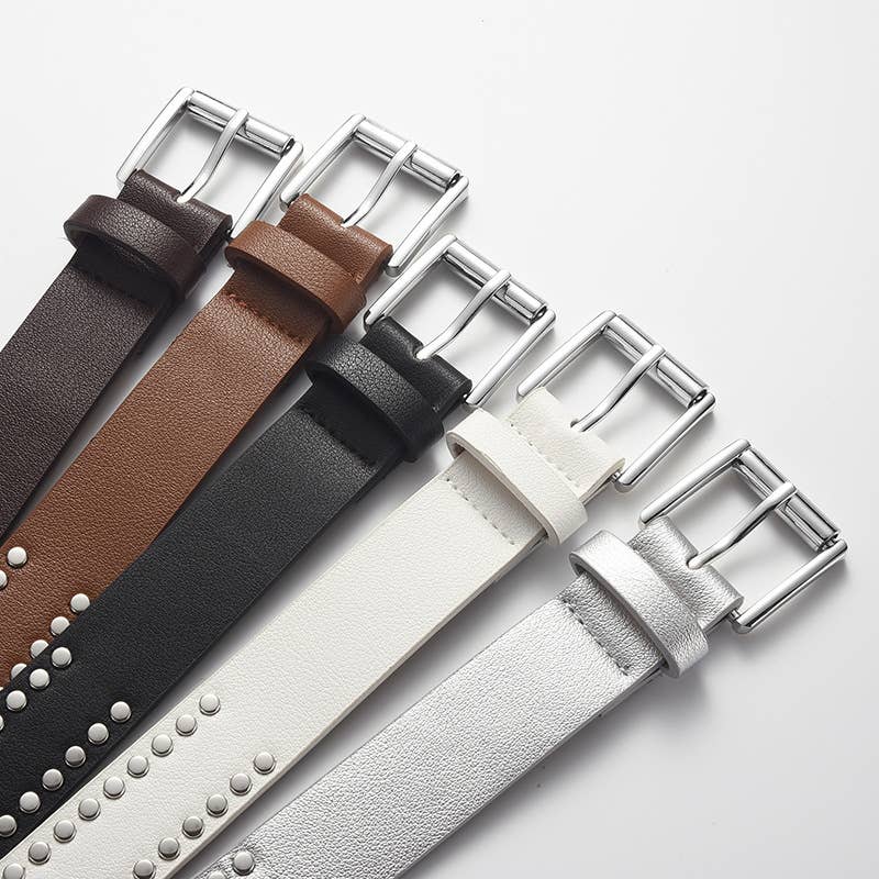METALLIC BUCKLE PU BELT: WHITE OS
