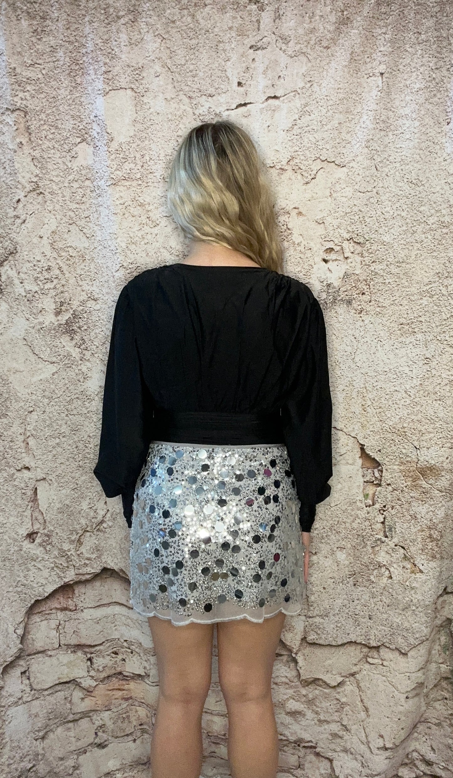 Silver Sequined Scallop Skirt