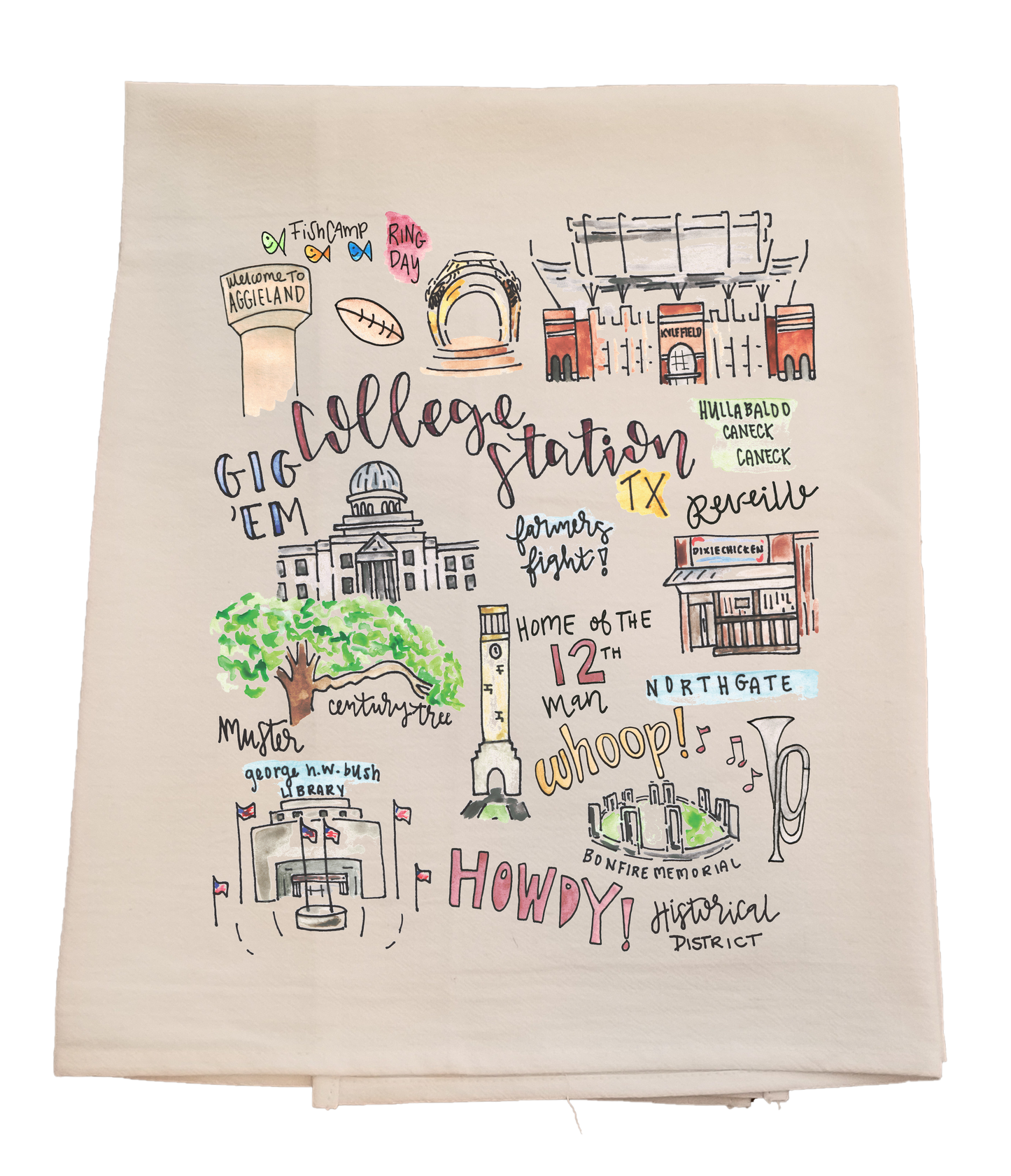 College Station City Tea Towel