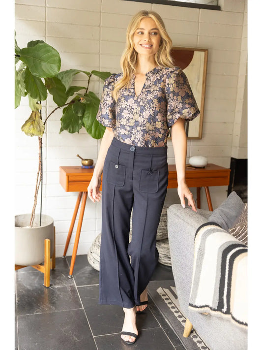 Floral Metallic Sparkle Jaquared top