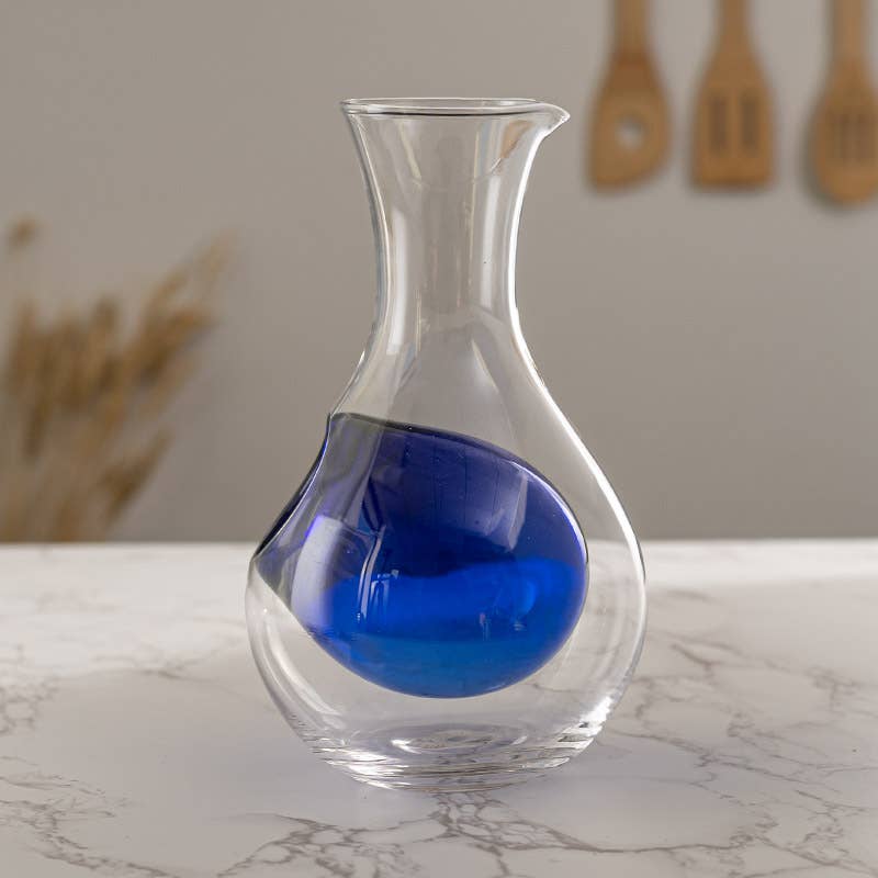 Blue Glass Sake Decanter Bottle with Ice Pocket (12 oz)