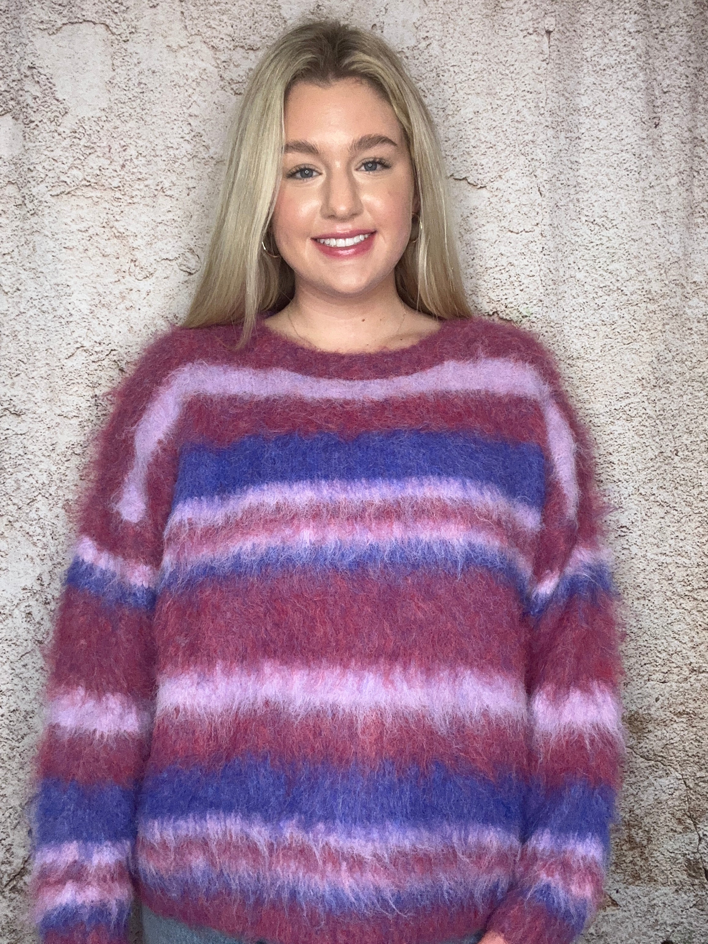 Striped 2024 fuzzy sweater