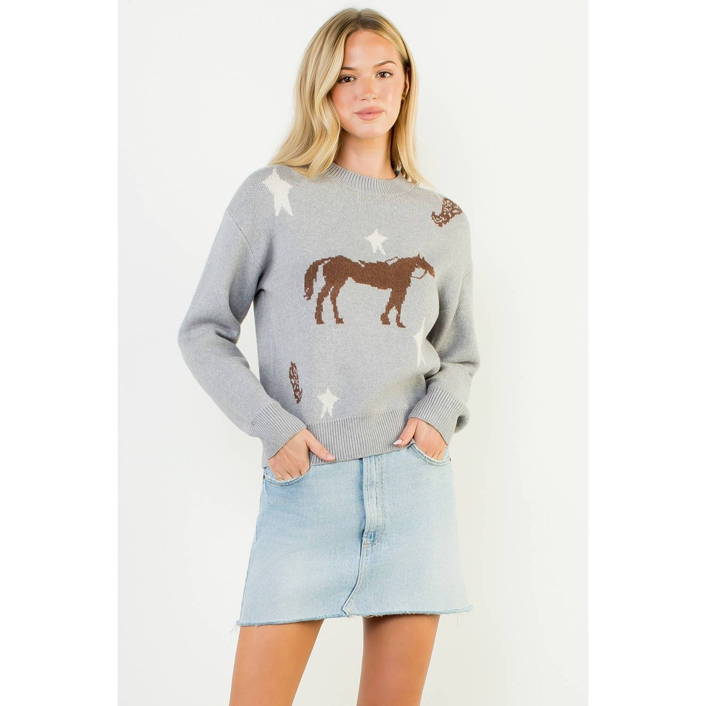 Horse And Star Knit Sweater: BEIGE