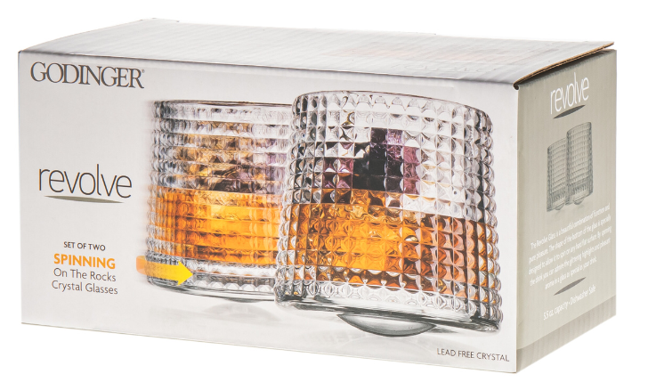2 Revolve Spinning Whiskey Glasses