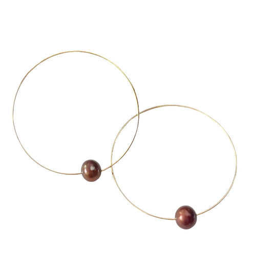 Gold Hula Hoop Earrings: Chocolate