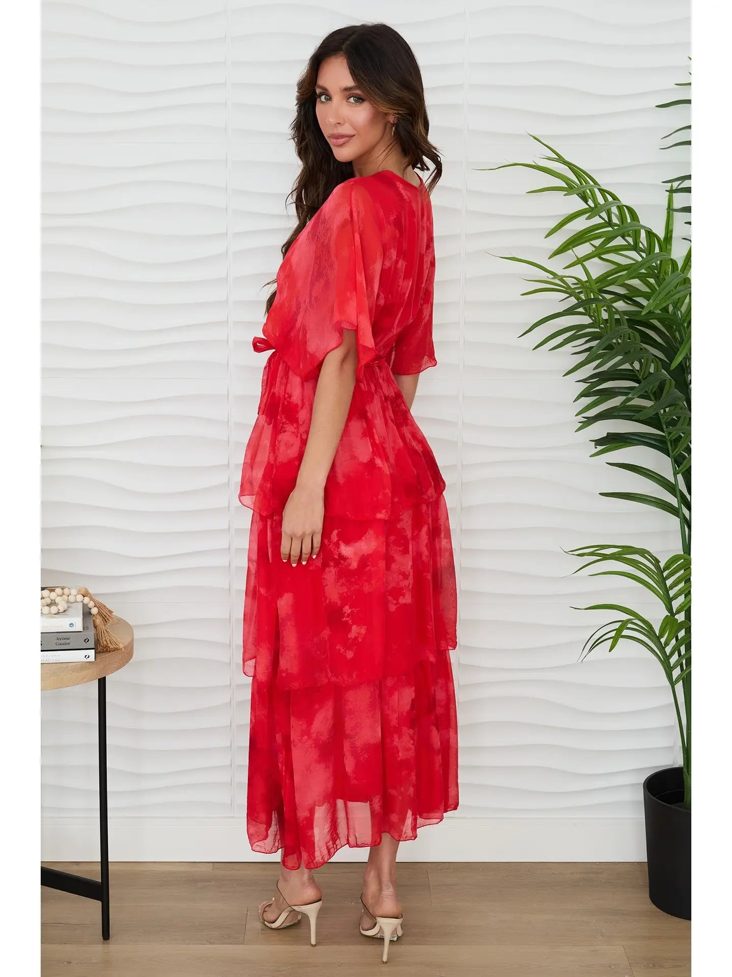 Splatter Print Tiered Dress