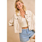 Preorder IVORY OVERSIZED CAPE SLEEVE CROPPED DENIM JACKET: IVORY