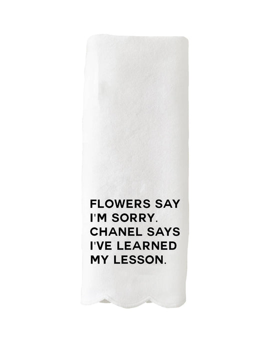 Scalloped Guest Towel - Flowers Say I'm Sorry
