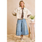 Preorder IVORY OVERSIZED CAPE SLEEVE CROPPED DENIM JACKET: IVORY