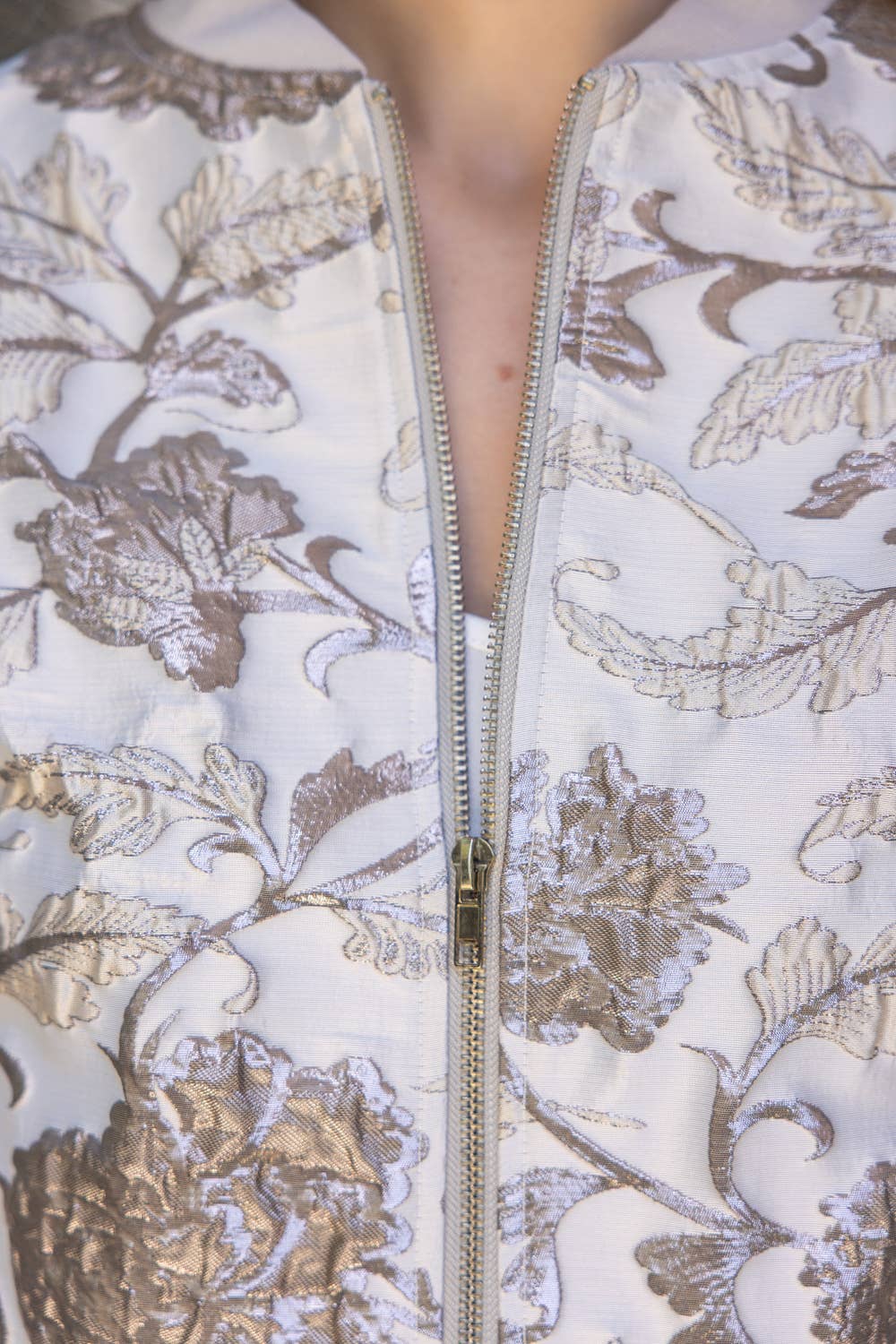 Floral Metallic Jacquard Bomber