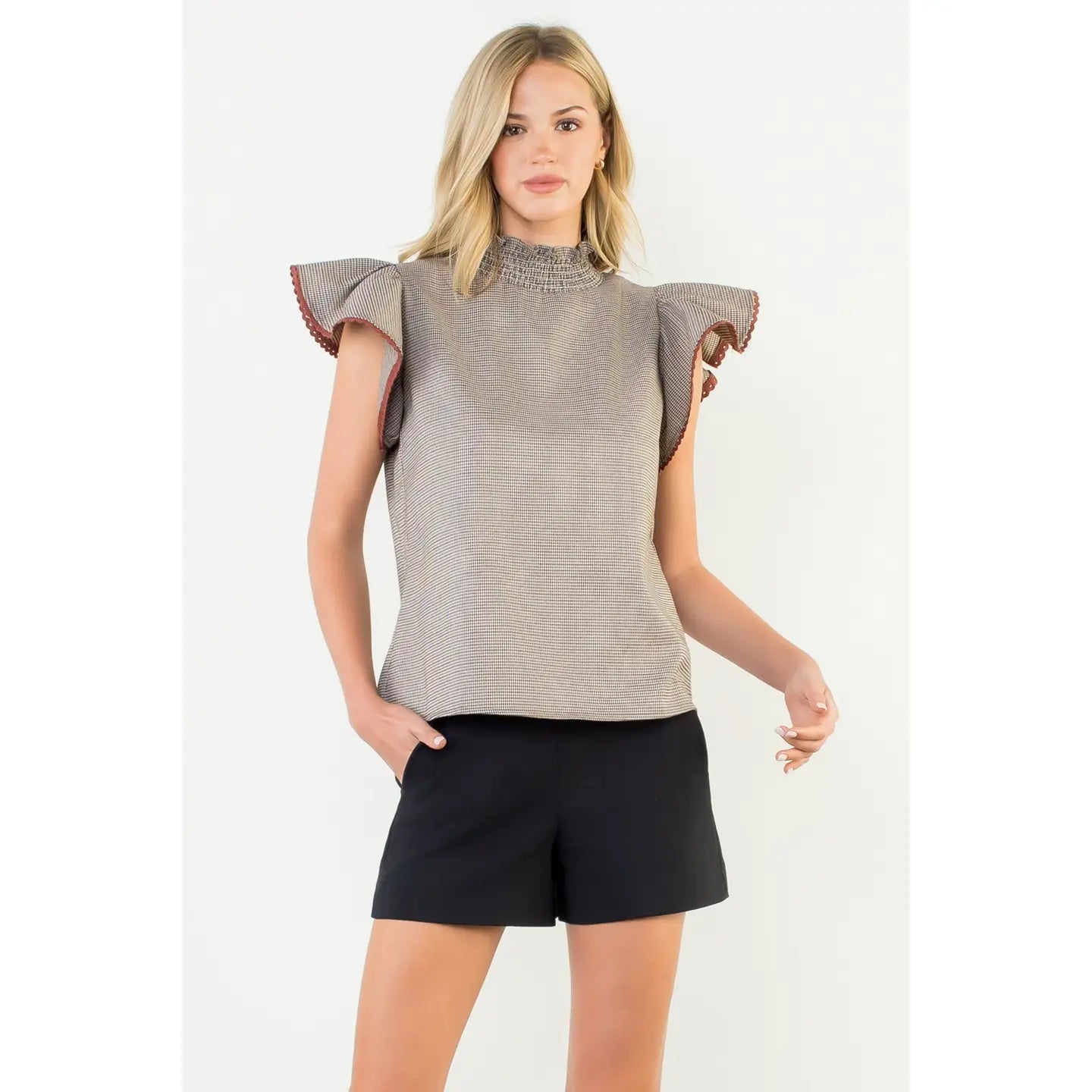 Smocked  Flutter Sleeve Hound