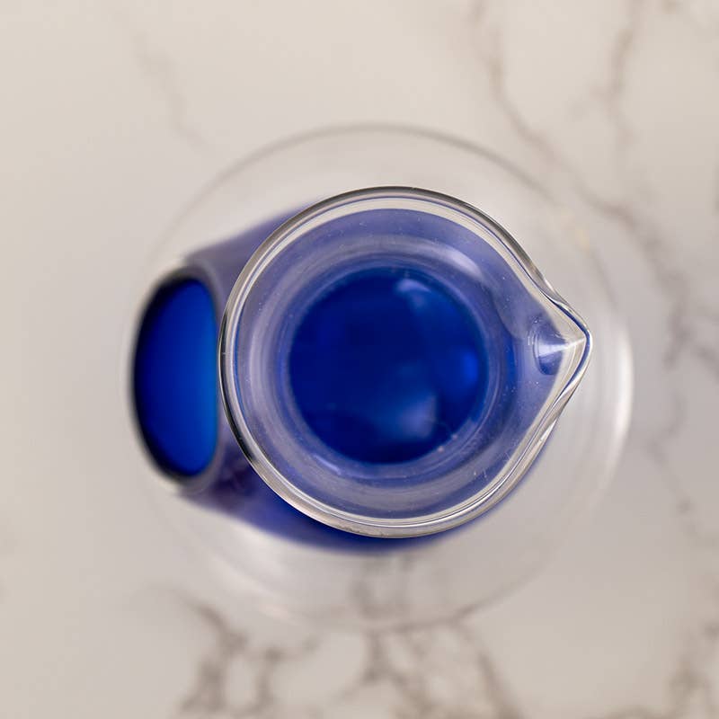 Blue Glass Sake Decanter Bottle with Ice Pocket (12 oz)