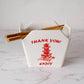 Pagoda Takeout Box Ceramic Serving Bowl with Chopsticks (16 oz)