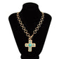 HAMMERED CROSS FRONT TOGGLE NECKLACE GOLD