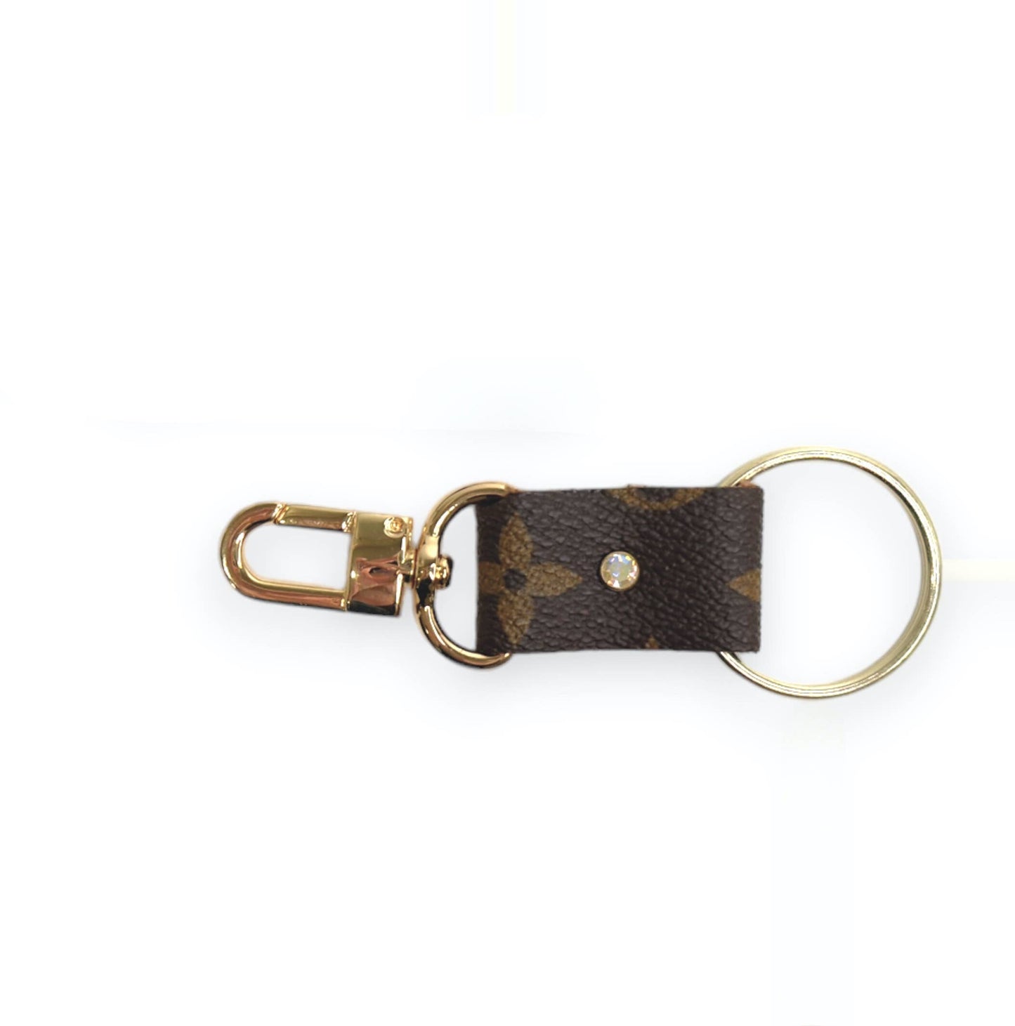 Key Couture Clip Key Chain In Upcycled LV: LV Rhinestone