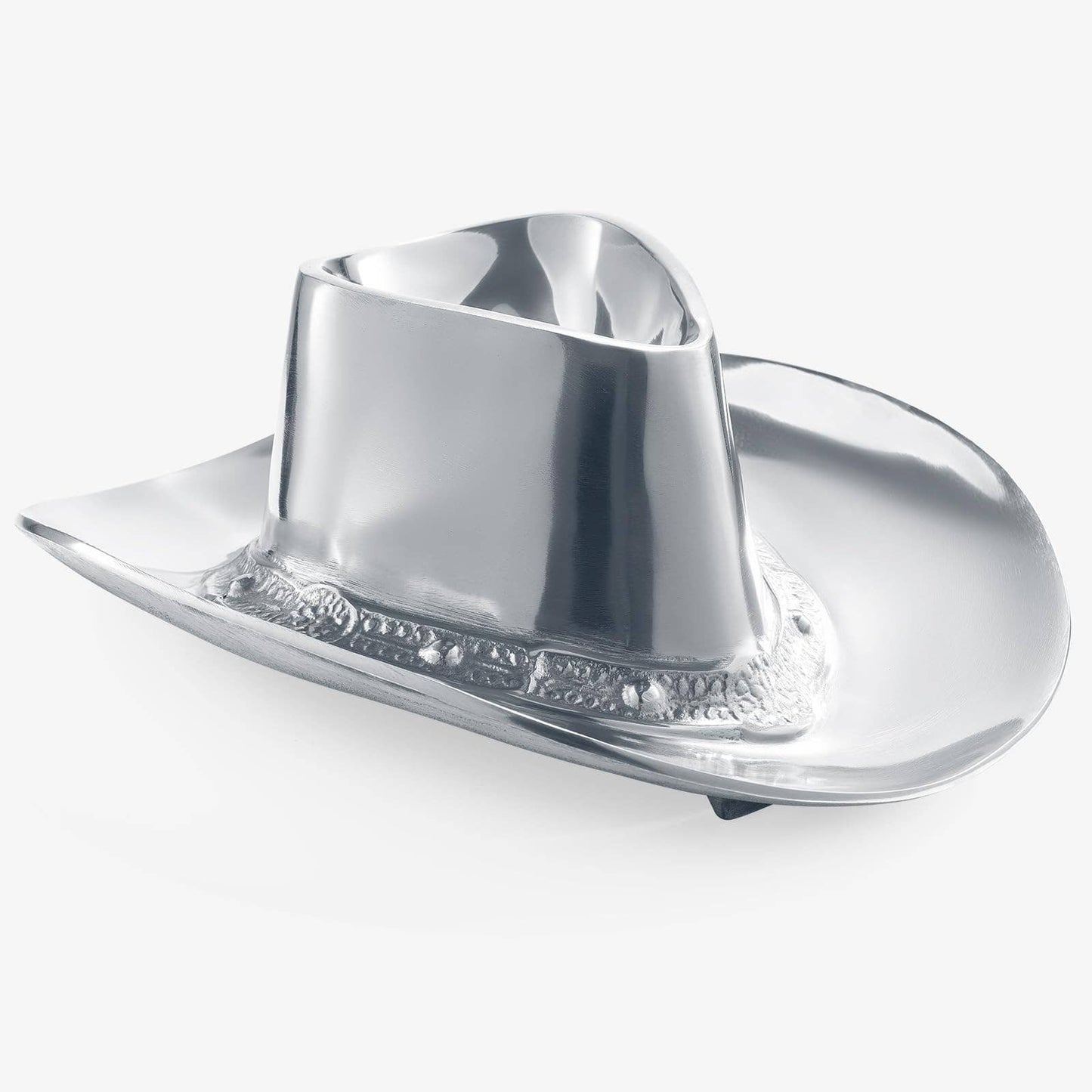 Western Cowboy Hat Chip & Dip Bowl – Silver Brass