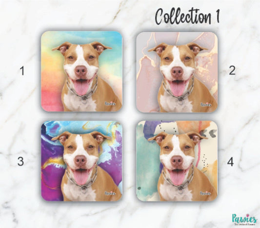 Pit bull Yellow Set of 4 Coasters