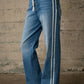 Side Stripe Straight Leg Jeans: MEDIUM WASH