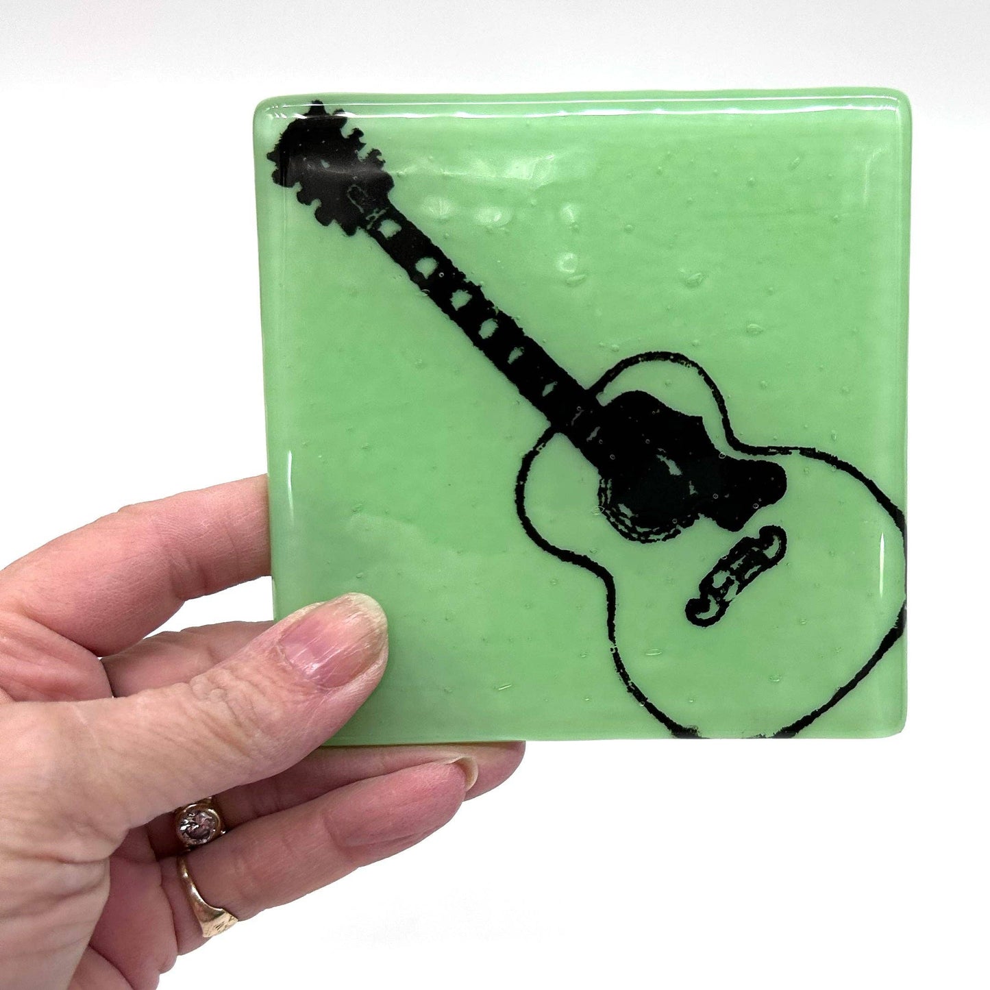 Acoustic Guitar Fused Glass Coaster