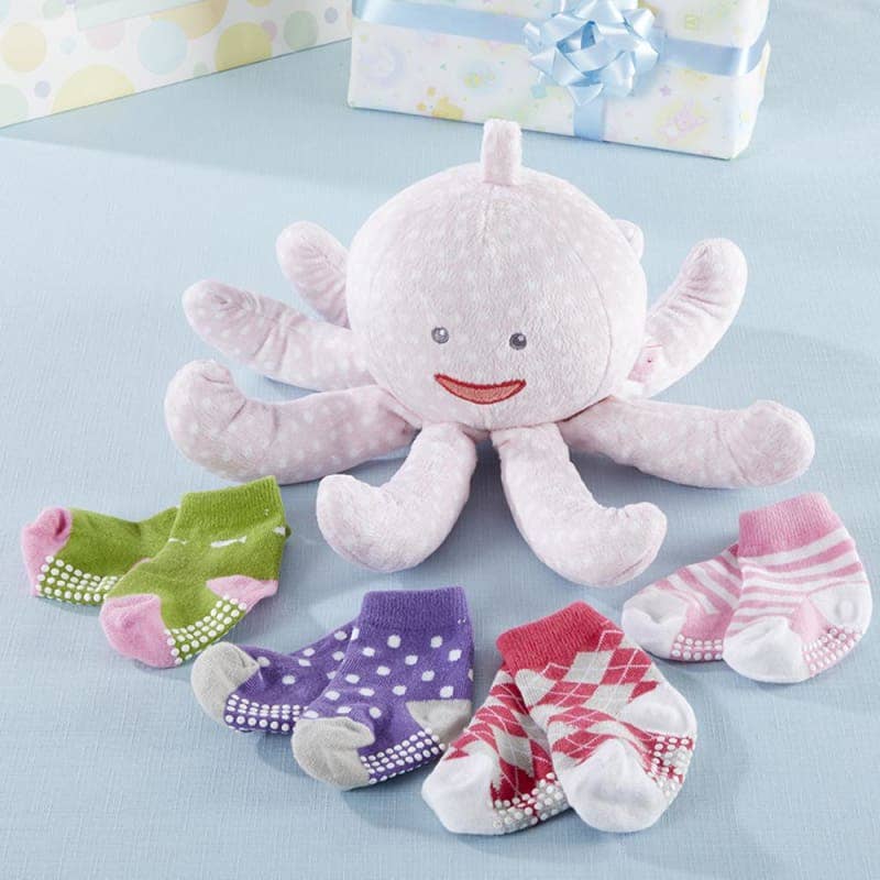 Plush Plus Octopus with 4 Pairs of Socks