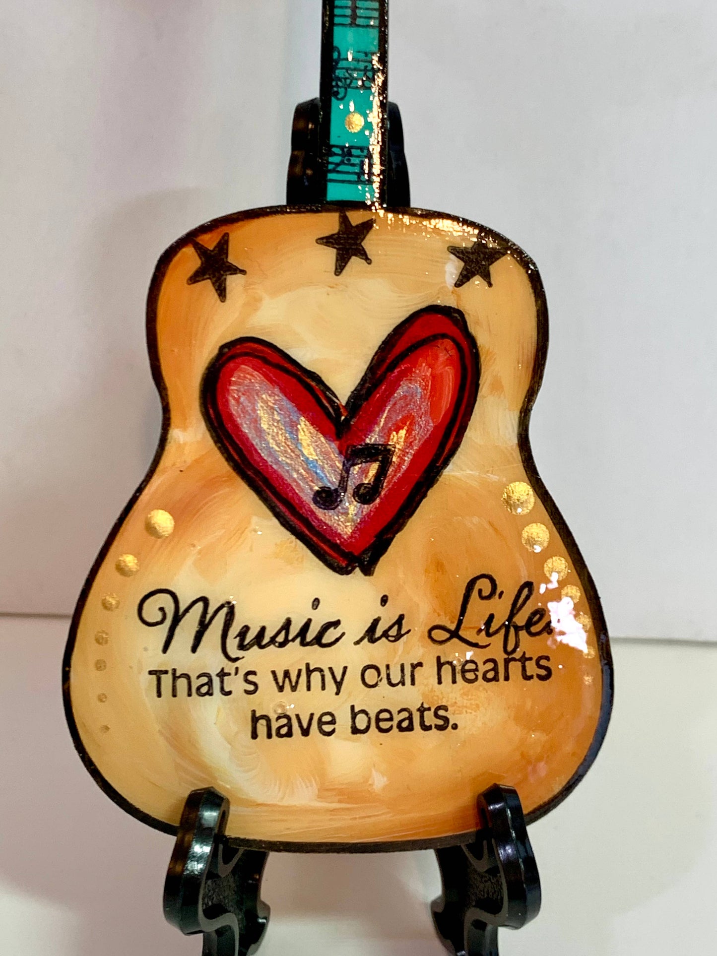 Music Is Life Guitar Ornament