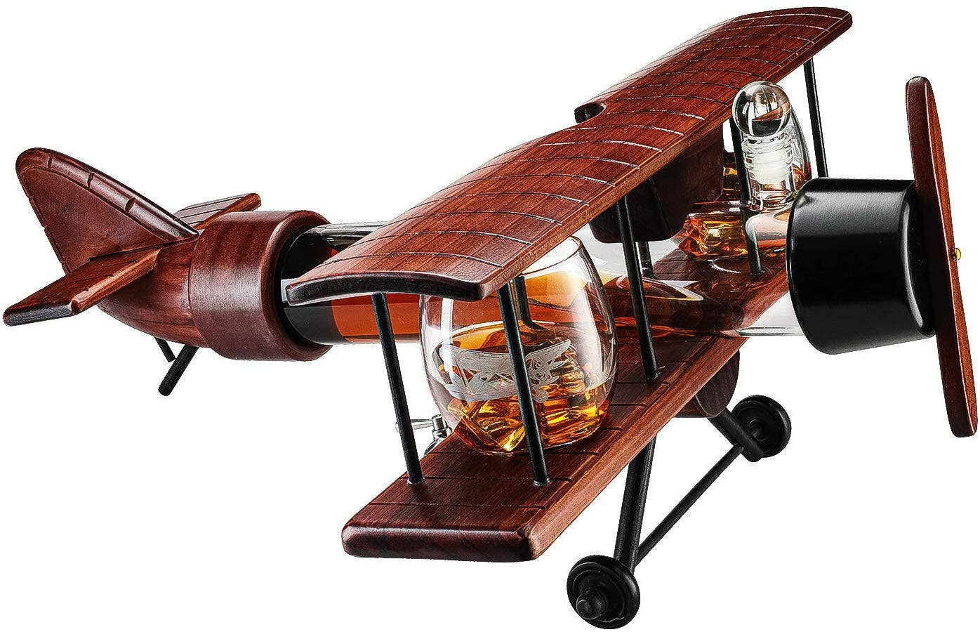 Whiskey Decanter and Glasses Airplane Set