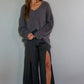 Knit Sweater V-Neck Charcoal