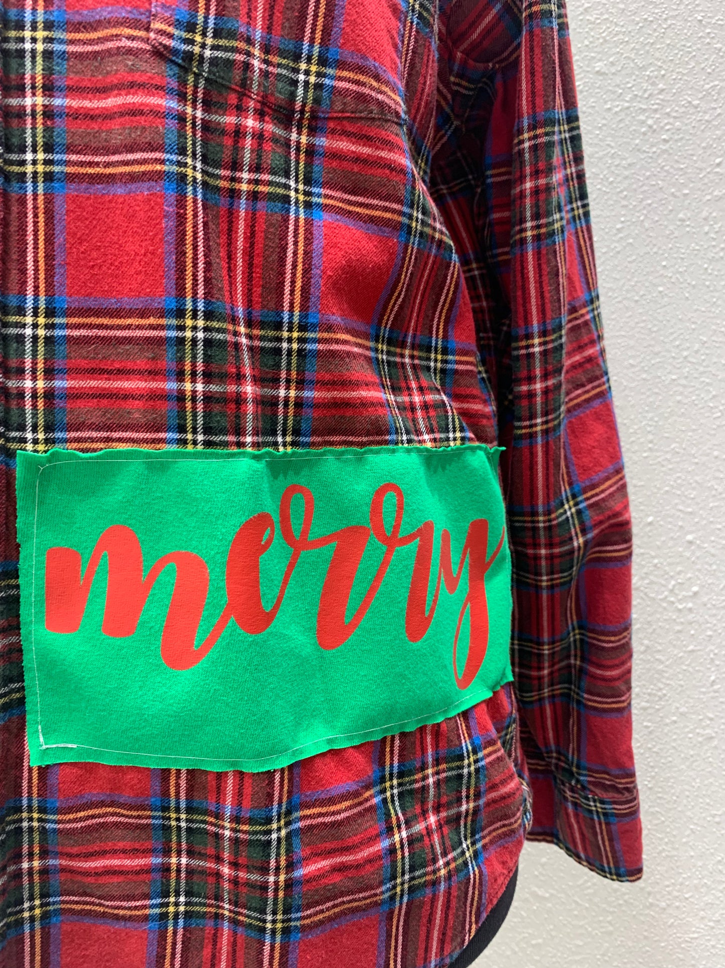 Vintage Repurposed Merry Flannel