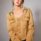 Western Buckle Denim Jacket: WASHED CAMEL