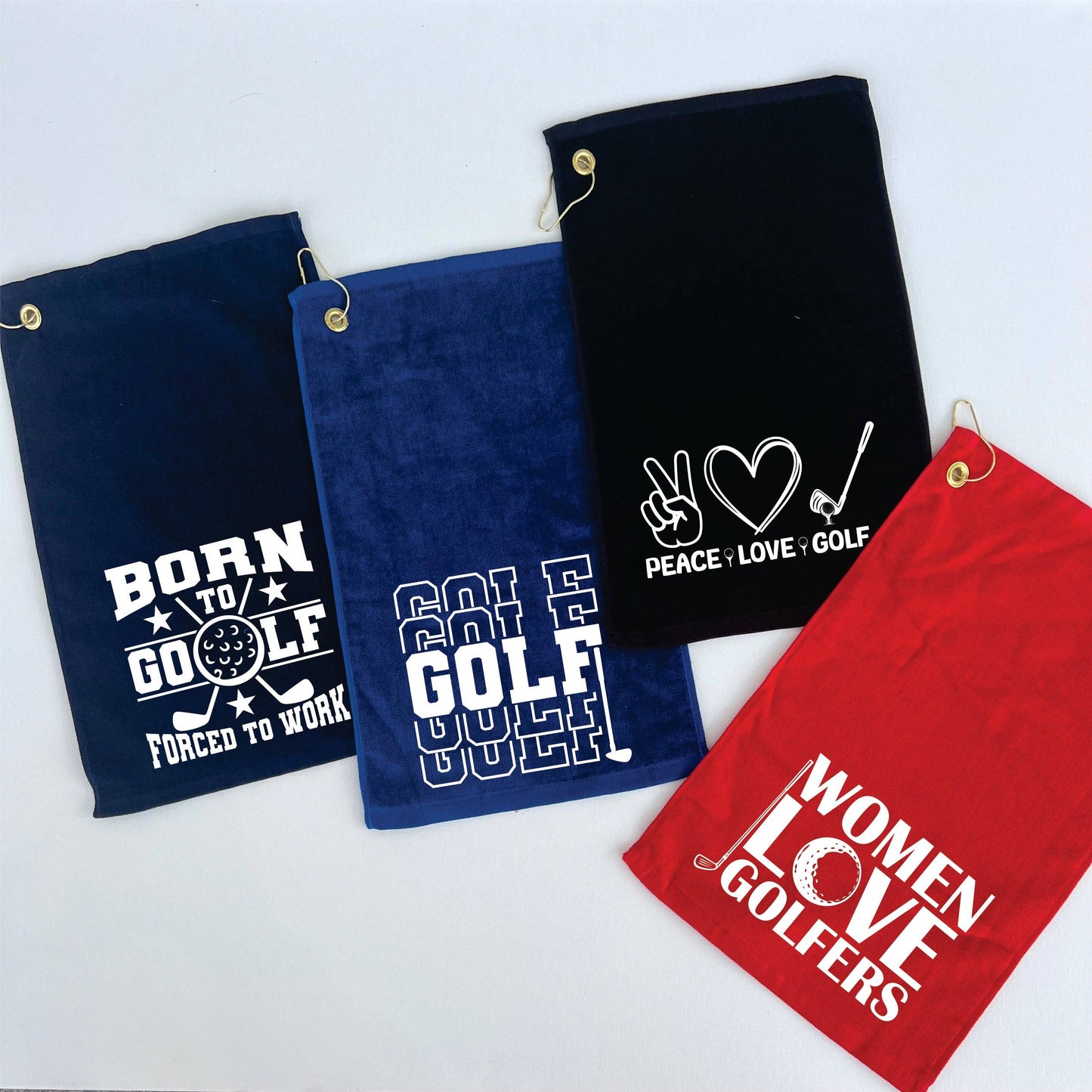 Funny Golf Towels: Black / Born To Golf Forced To Work